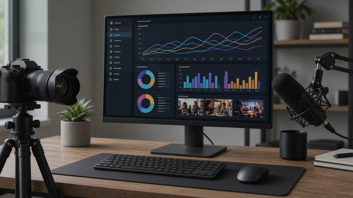 Monetizaed YouTube for Sale — editorial photo of a YouTube channel workspace